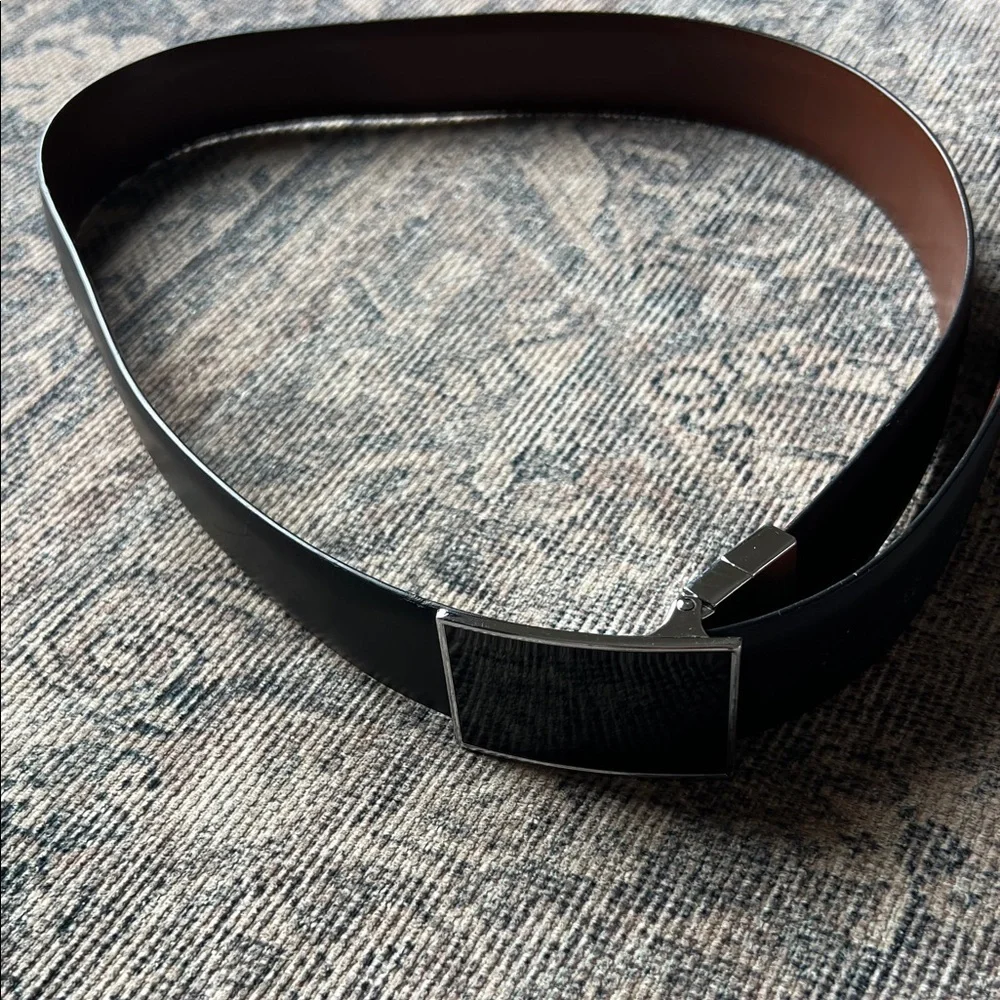 Reversible‎ Leather Belt with Silver Buckle